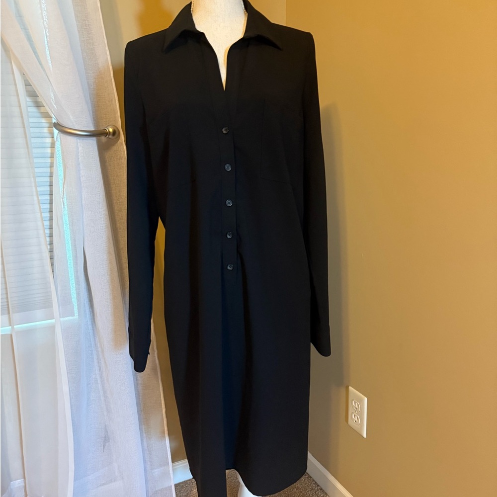 BCBGMaxAzria Black Long Sleeve Shirt Dress